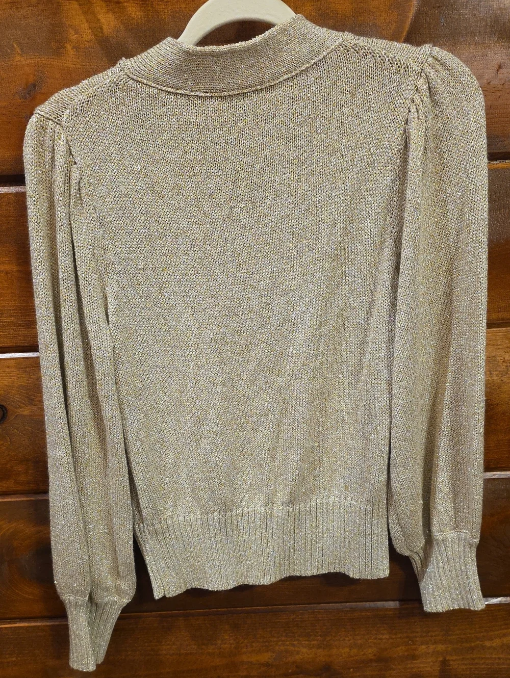 kate spade Metallic Gold V-Neck Button Front Cardigan